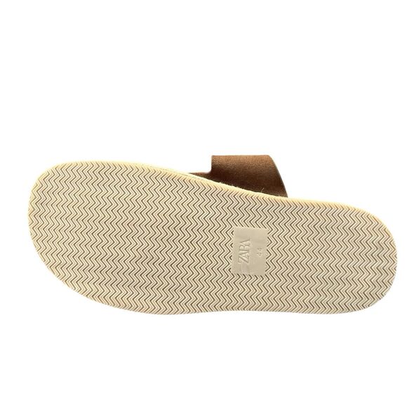 Zara Sandals Men Double Buckle Strap Flat Size US 9 EU 42 Brown Slip On Slides